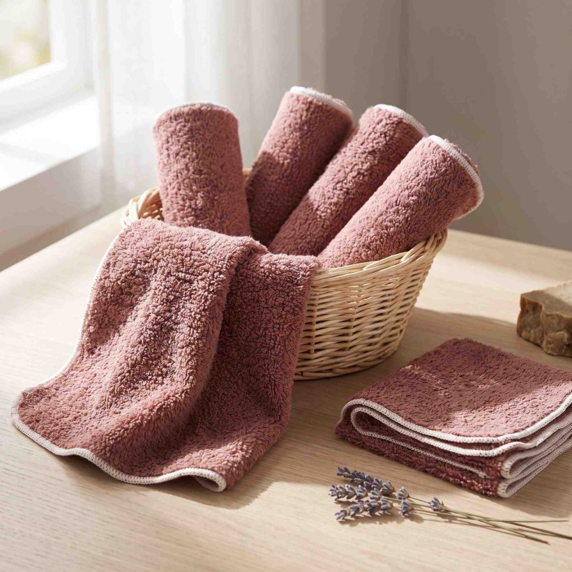BIO baumwollefrotteetücher XKKO Organic 21x21 - Mesa Rose 6er Pack