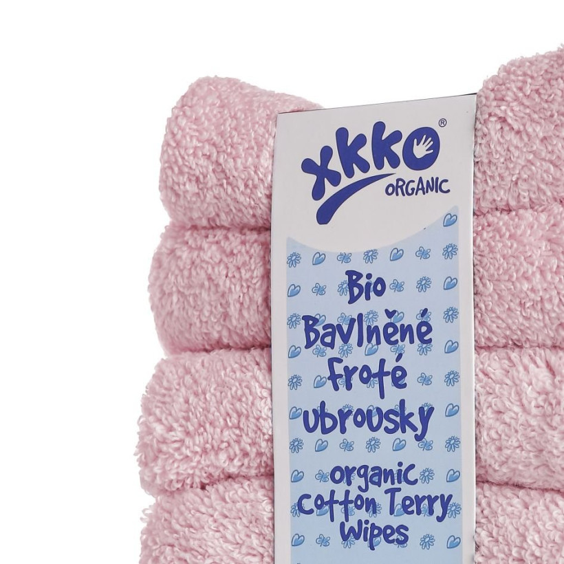 BIO baumwollefrotteetücher XKKO Organic 21x21 - Baby Pink 6er Pack