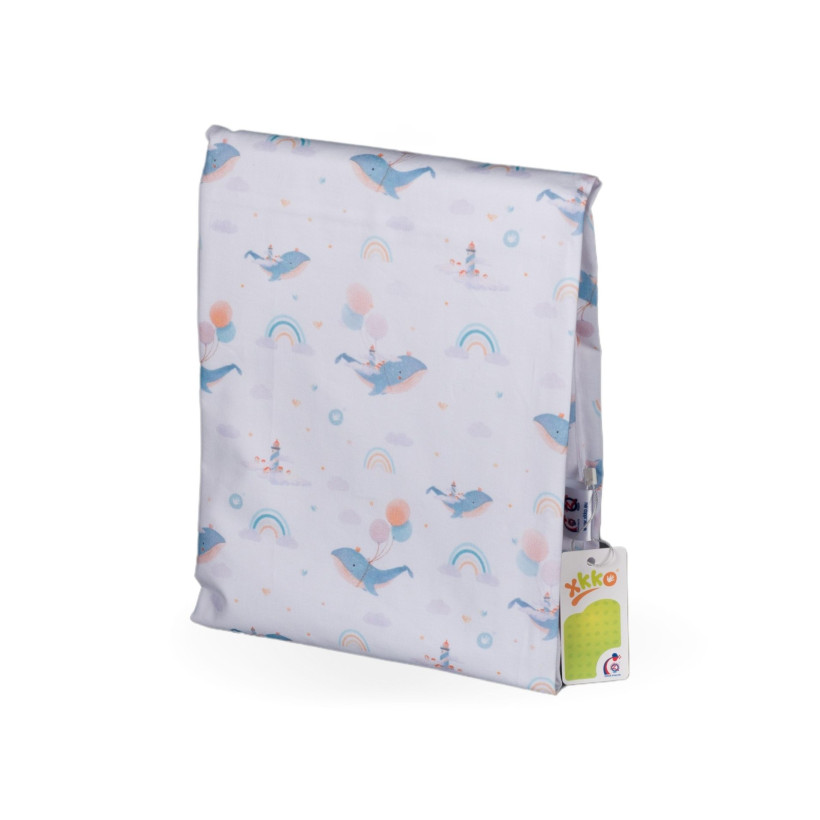 XKKO LUX Bettwäsche für Kinderbetten 120x90cm - Sky Whale + Set Kinderbettdecke (Decke und Kissen)