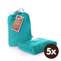 XKKO BMB Bambus Musselinwickeltuch 120x120 - Turquoise 5x1 St. (GH packung)