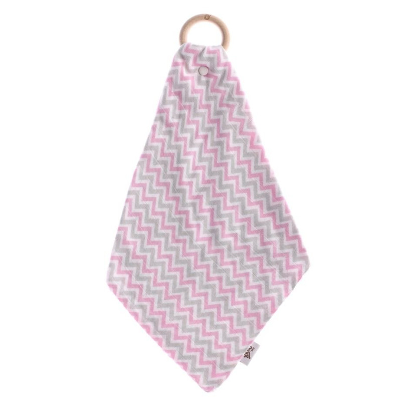 XKKO BMB Beissring mit Windel - Chevron Baby Pink 1St.