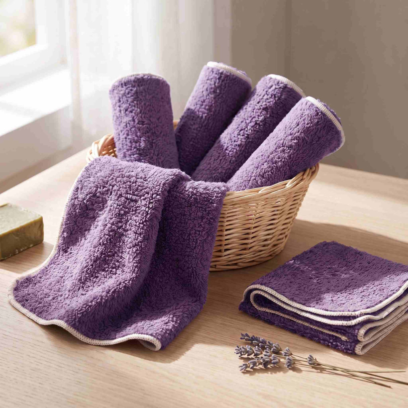 BIO baumwollefrotteetücher XKKO Organic 21x21 - Lavender Aura 6er Pack