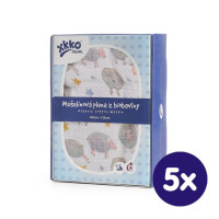 XKKO Organic Bio-Baumwolle Windel 120x120 - Dreamy Sheeps 5x1er Pack (GH Packung)