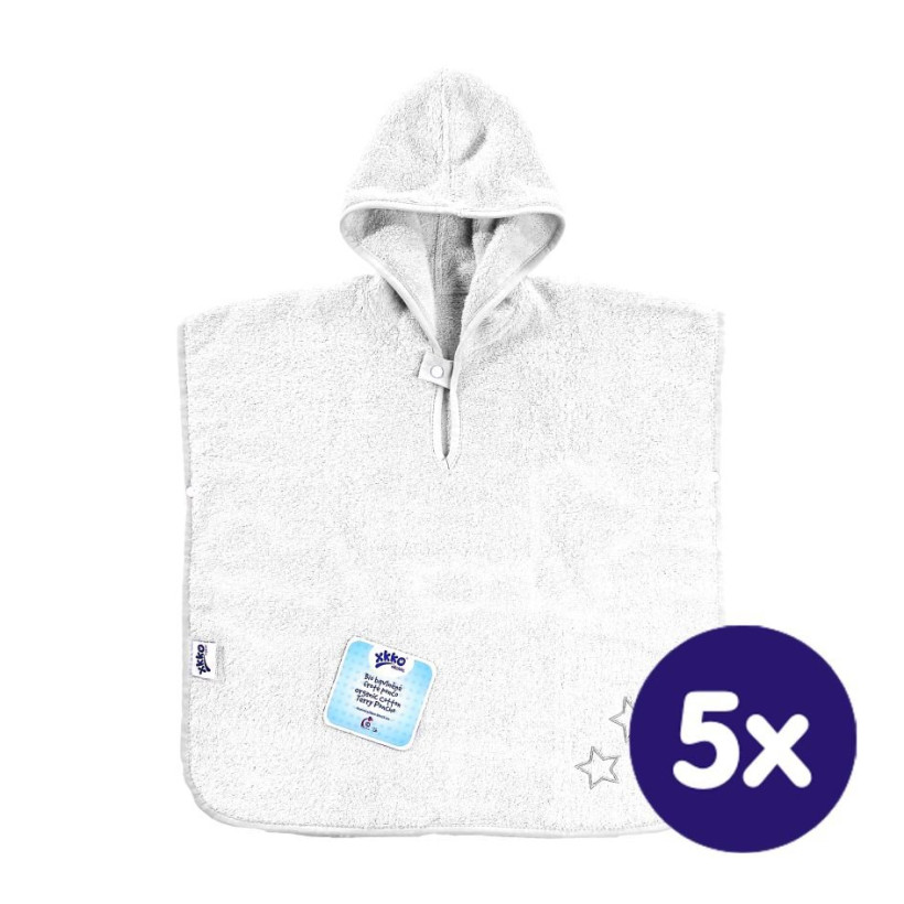 BIO Baumwollefrotteeponcho XKKO Organic - White Stars 5x1St. (GH pack.)