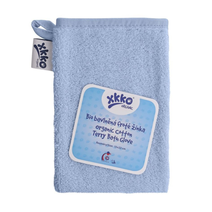 BIO baumwollefrotteewaschlappen XKKO Organic - Baby Blue 5x1St. (GH pack.)
