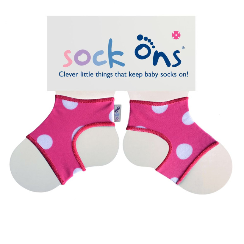 Sock Ons Sockenhalter Designer - Pink Spots Größe 0-6m 1 Paar