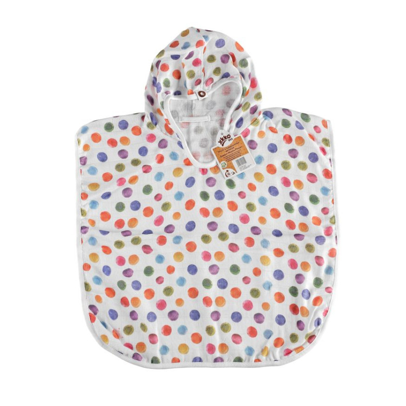 Bambus-Poncho XKKO BMB Digi - Watercolour Polka Dots Grosse 1