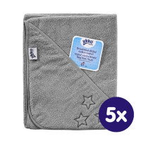 BIO Baumwollefrotteebadetuch mit Kapuze XKKO Organic 90x90 - Silver Stars 5x1St. (GH pack.)