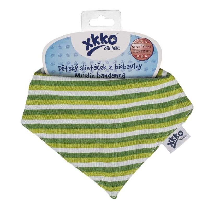 Kinderschal XKKO Organic Old Times - Green Stripes 1St.