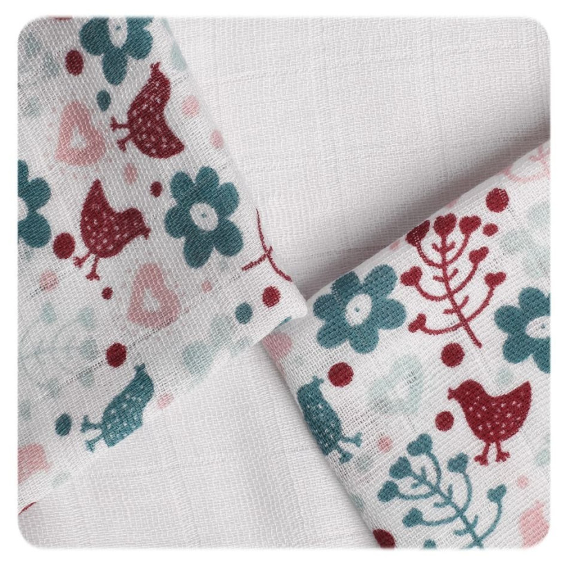 XKKO BMB Bambuswindeln 30x30 - Flowers&Birds Girls MIX 10x9er Pack (GH packung)