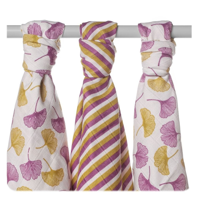 BIO-Baumwolle Windeln XKKO Organic 70x70 Old Times - Ginkgo 5x3er Pack (GH Packung)