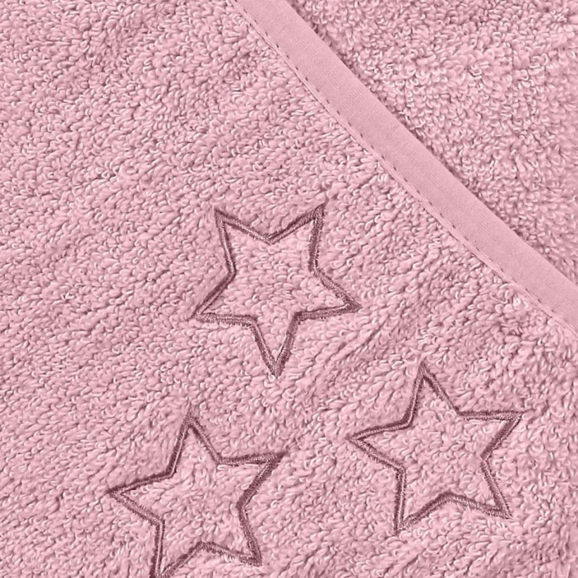 BIO Baumwollefrotteebadetuch mit Kapuze XKKO Organic 90x90 - Baby Pink Stars 5x1St. (GH pack.)