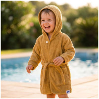 Kinderbademantel aus Bio-Baumwoll-Frottee XKKO Organic - Honey Mustard 1St.