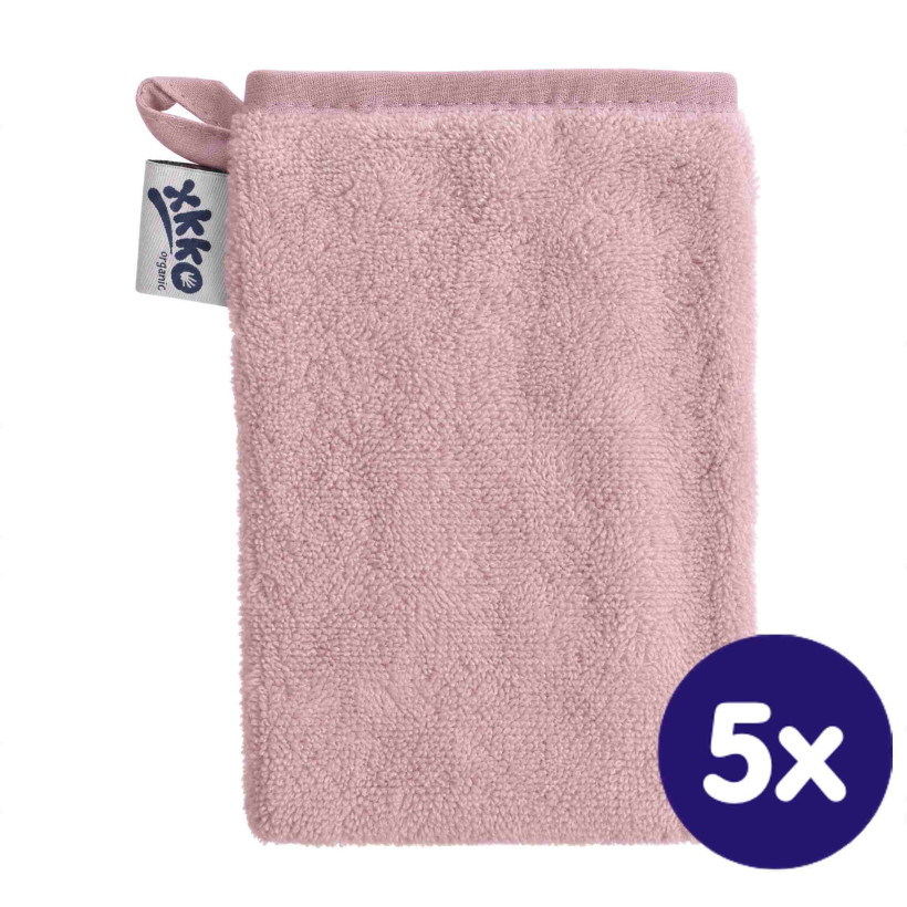 BIO baumwollefrotteewaschlappen XKKO Organic - Baby Pink 5x1St. (GH pack.)