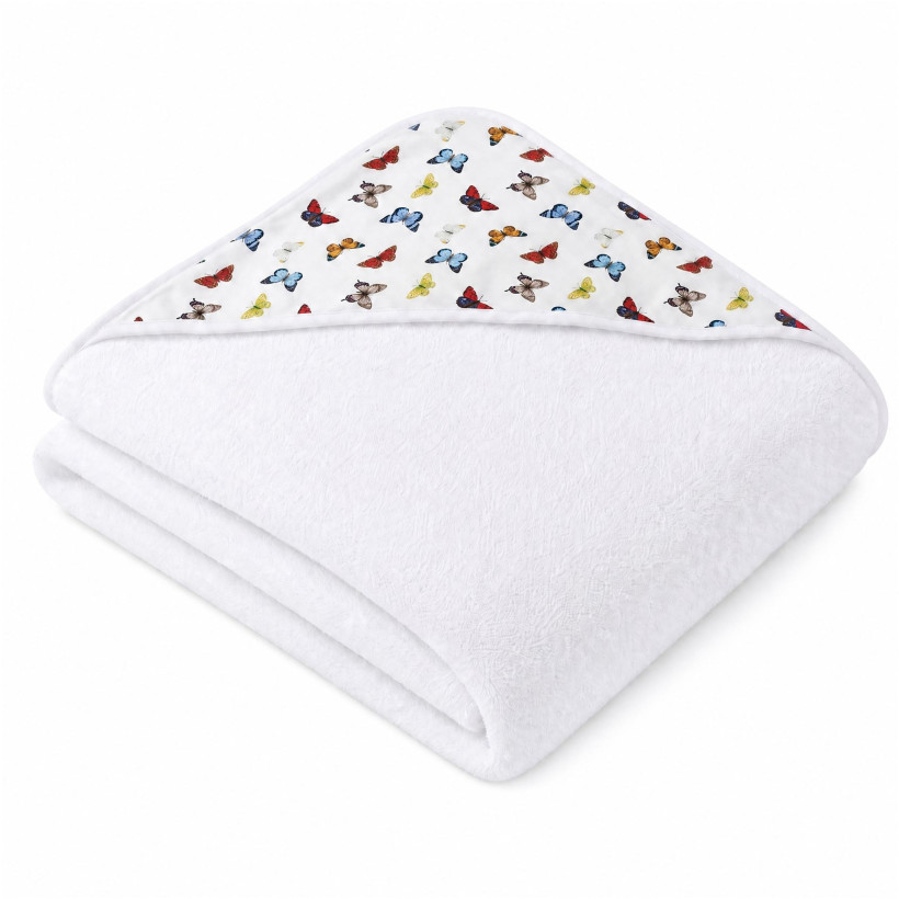 Bambusfrotteebadetuch mit Kapuze XKKO BMB 90x90 - Butterflies 1St.