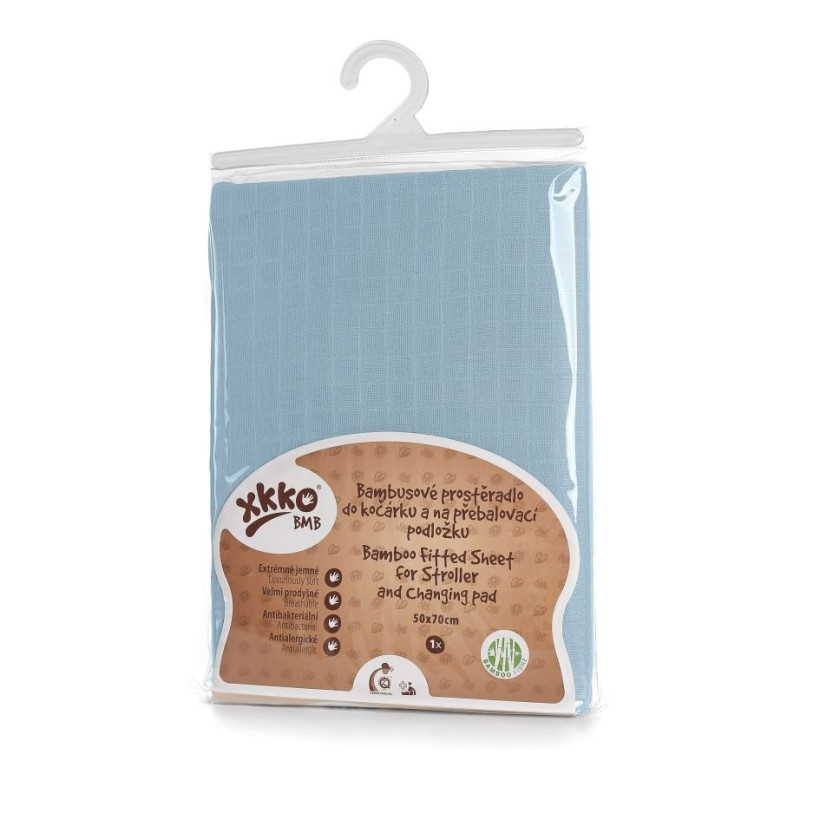 XKKO BMB 50x70 Spannbezug für Wickelauflage oder Kinderwagen - Baby Blue