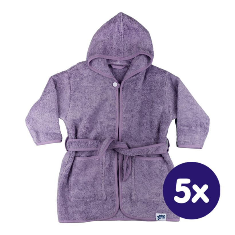 Kinderbademantel aus Bio-Baumwoll-Frottee XKKO Organic - Lavender Aura 12-24m 5x1St. (GH Packung)