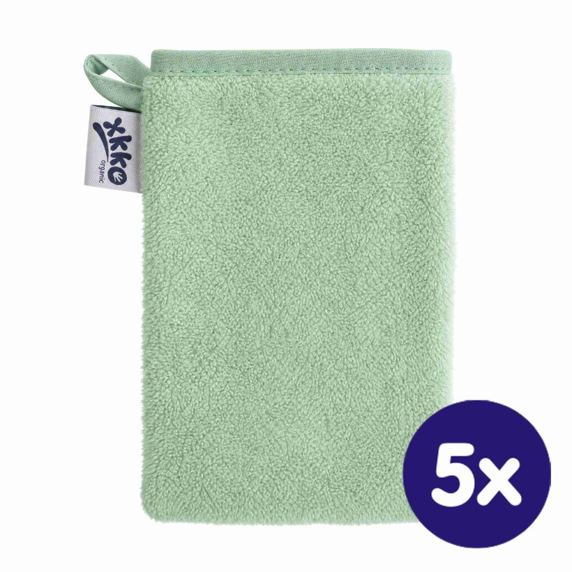 BIO baumwollefrotteewaschlappen XKKO Organic - Mint 5x1St. (GH pack.)