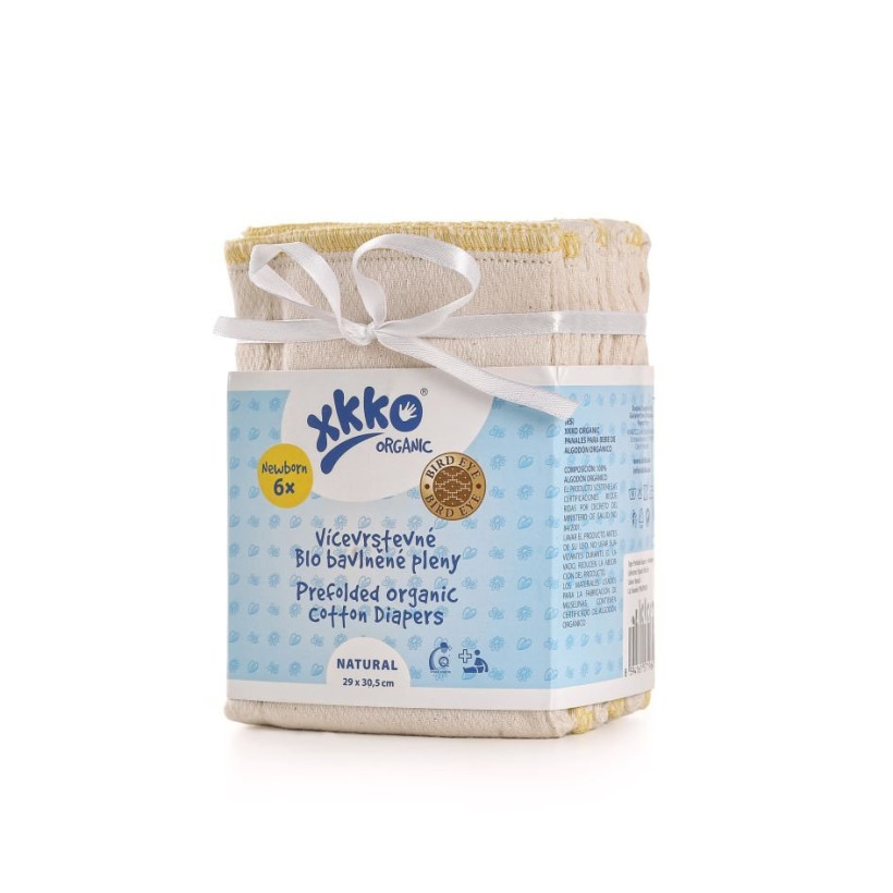 XKKO Organic Faltwindeln (4/6/4) - BirdEye Newborn Natural 6x6er Pack (GH packung)