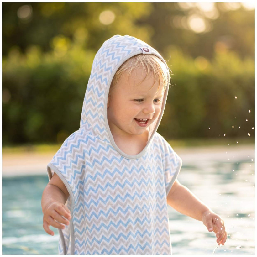 Bambus-Poncho XKKO BMB - Chevron Baby Blue