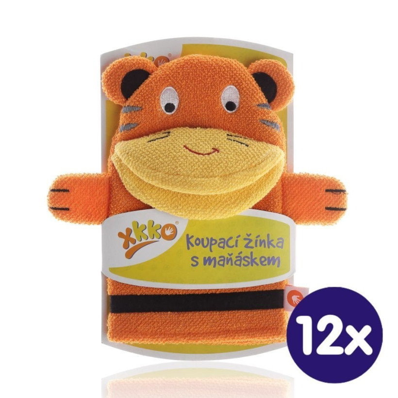 XKKO Waschlappe mit Handpuppe (BA) - Tiger 12x1St. (GH Packung)