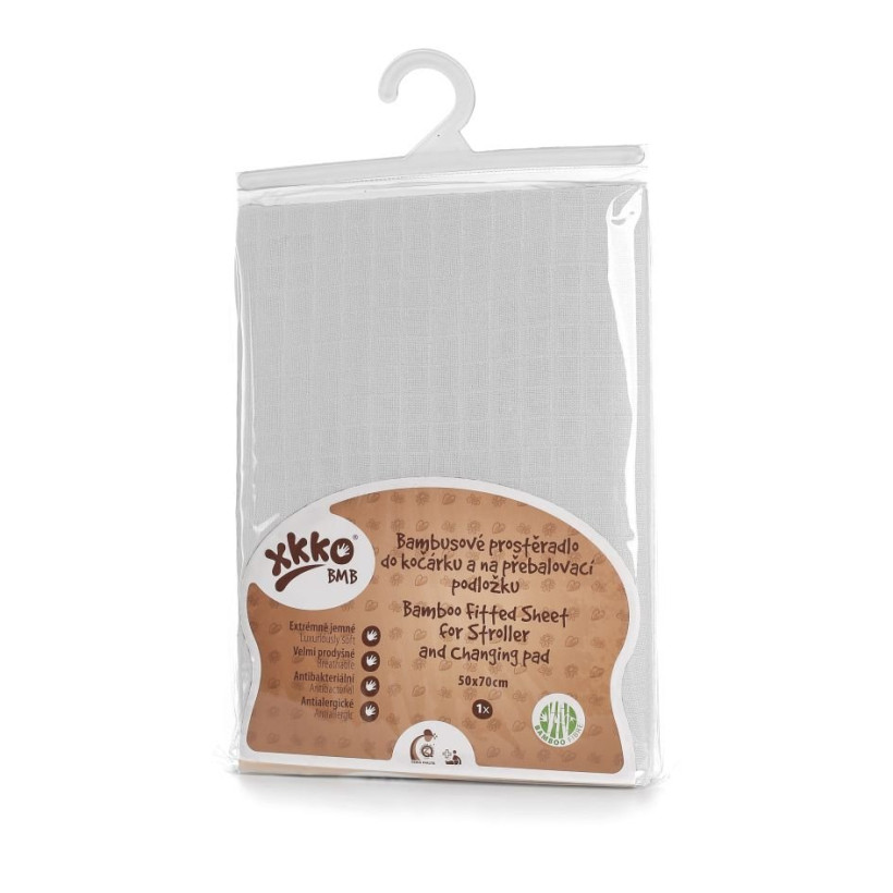 XKKO BMB 50x70 Spannbezug für Wickelauflage oder Kinderwagen - White