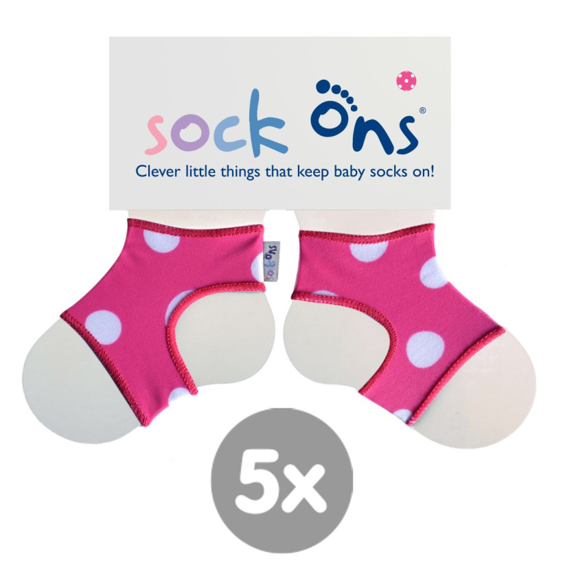 Sock Ons Sockenhalter Designer - Pink Spots Größe 6-12m 5x1 Paar (GH Packung)