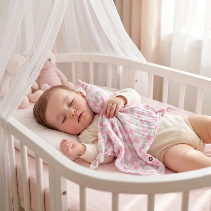 XKKO BMB Bambus-Schnuffeltuch - Baby Pink Cross