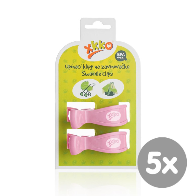 XKKO Klammer an Kinderwagen -  Baby Pink 5x2 St. (GH Packung)
