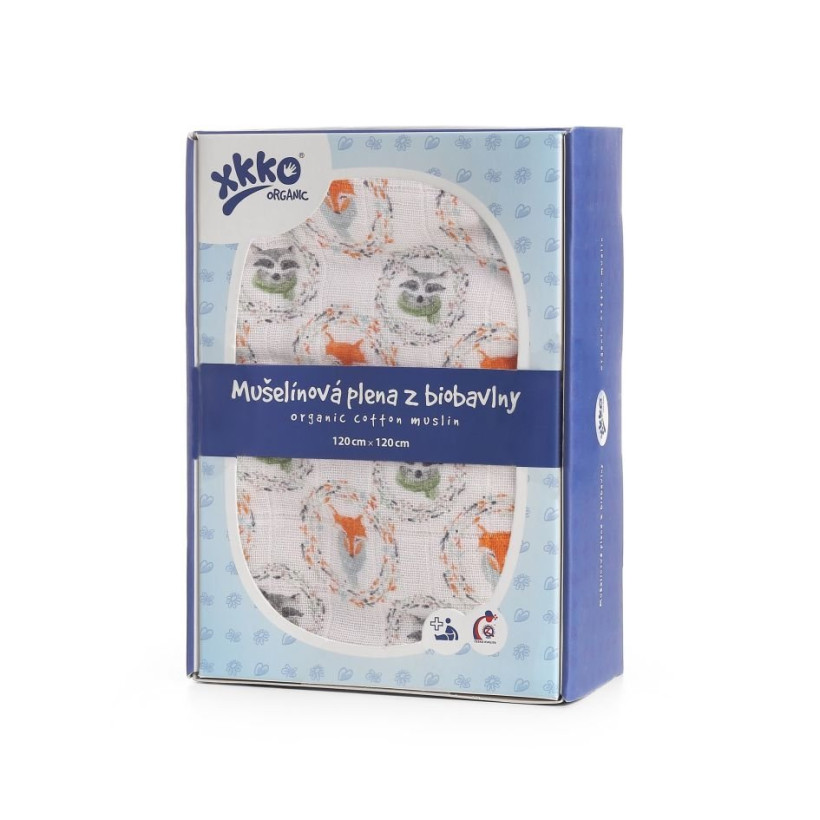 XKKO Organic Bio-Baumwolle Windel 120x120 - Fox&Raccoon 1St.