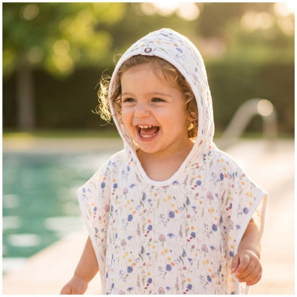 Bambus-Poncho XKKO BMB Digi - Blue Wildflowers