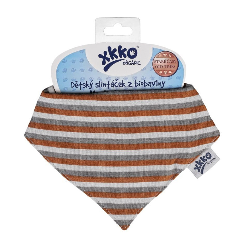 Kinderschal XKKO Organic Old Times - Brown Stripes 3x1St. (GH Packung)