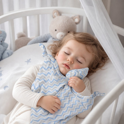 XKKO BMB Bambus-Schnuffeltuch - Baby Blue Chevron