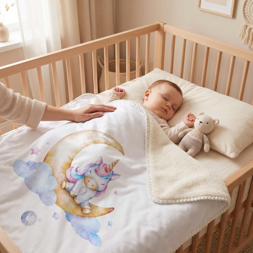 Spanische Babydecke XKKO LUX 75x100 - Moon Unicorn