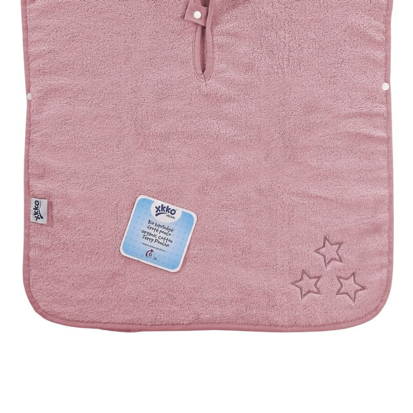 BIO Baumwollefrotteeponcho XKKO Organic - Baby Pink Stars 5x1St. (GH pack.)