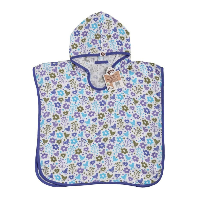 Bambus-Poncho XKKO BMB - Flowers&Birds Boys Grosse 1
