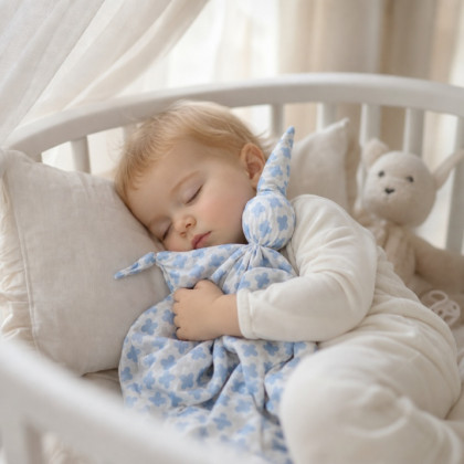 XKKO BMB Bambus-Schnuffeltuch - Baby Blue Cross