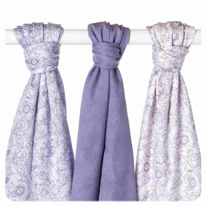 XKKO BMB Musselin Bambuswindeln 70x70 - Safari Lavender Aura MIX 3er Pack