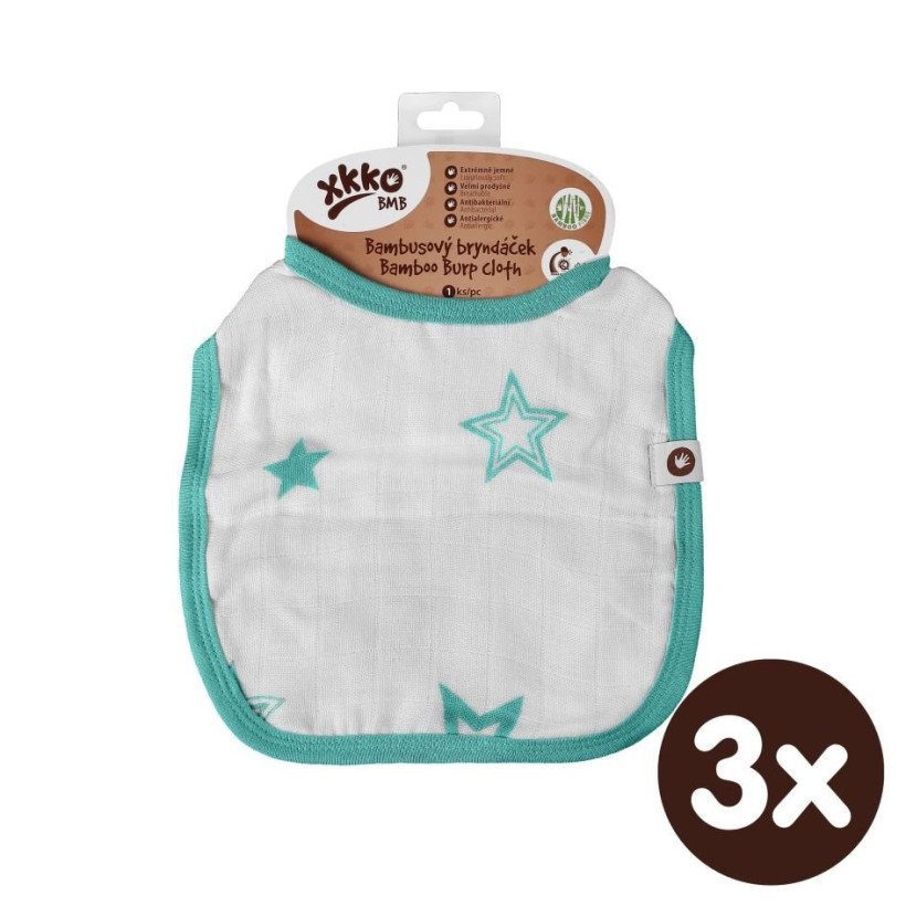 XKKO BMB Kinderlätzchen - Turquoise Stars 3x1St. (GH Packung)