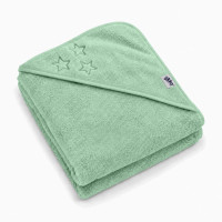 BIO Baumwollefrotteebadetuch mit Kapuze XKKO Organic 90x90 - Mint Stars 1St.