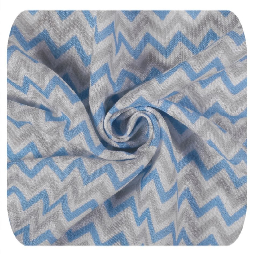 XKKO BMB Bambus Musselinwickeltuch 120x120 - Scandinavian Baby Blue Chevron 5x1 St. (GH packung)