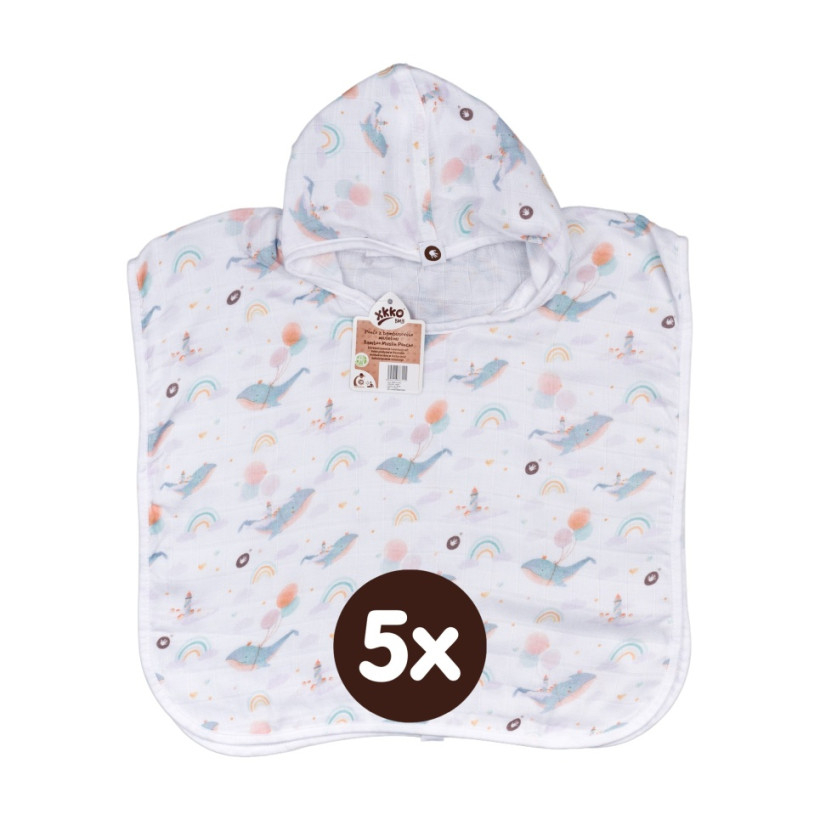 Bambus-Poncho XKKO BMB Digi - Sky Whale Grosse 2 5x1er Pack (GH Pack)