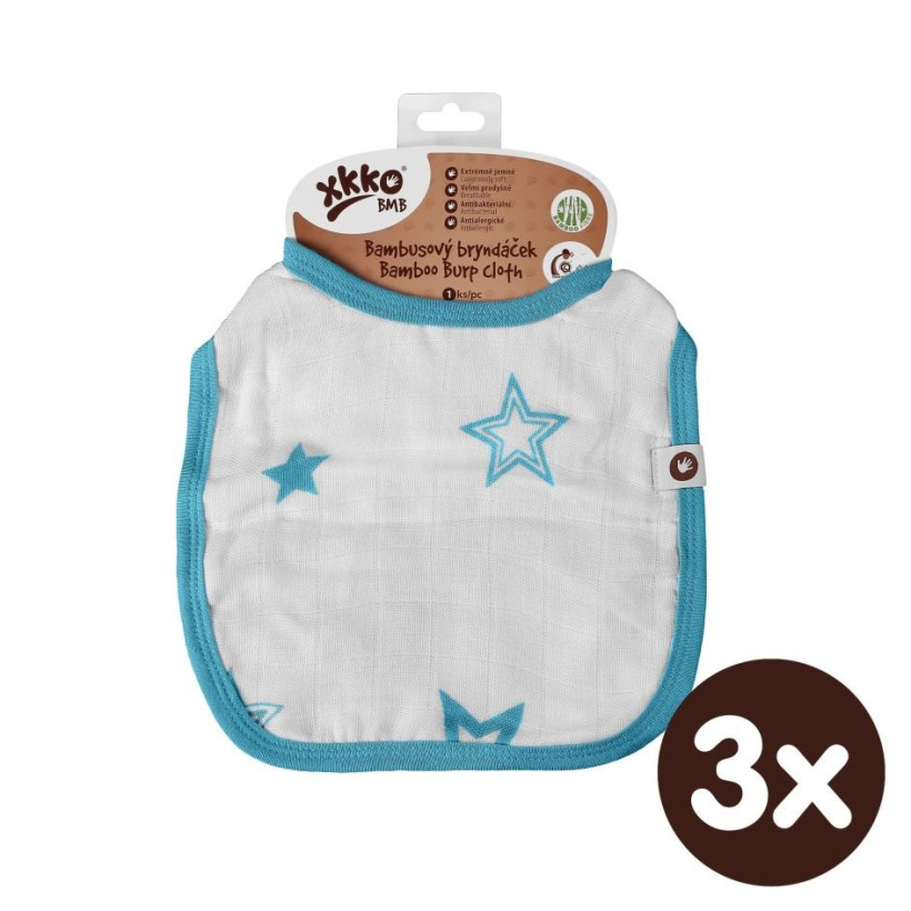 XKKO BMB Kinderlätzchen - Cyan Stars 3x1St. (GH Packung)
