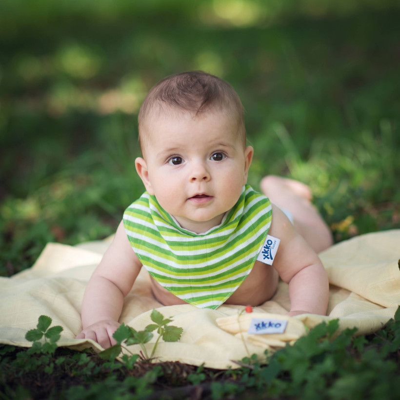 Kinderschal XKKO Organic Old Times - Green Stripes 1St.