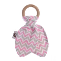XKKO BMB Beissring mit Blätter - Chevron Baby Pink 6x1er Pack (GH Pack)