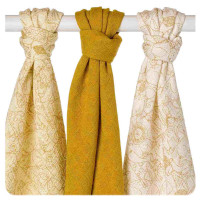 XKKO BMB Musselin Bambuswindeln 70x70 - Safari Honey Mustard MIX 3er Pack
