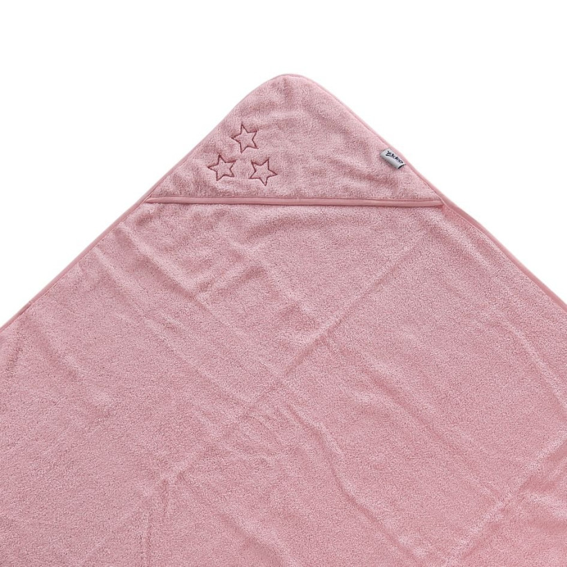 BIO Baumwollefrotteebadetuch mit Kapuze XKKO Organic 90x90 - Baby Pink Stars 1St.