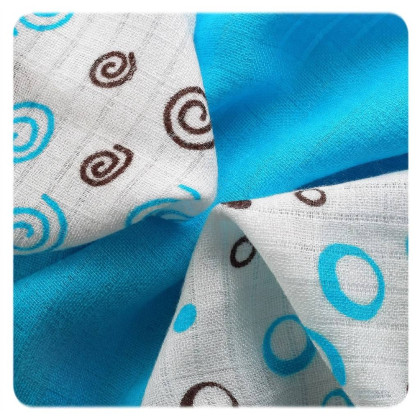 XKKO BMB Bambuswindeln 30x30 - Spirals&Bubbles Cyan MIX 9er Pack