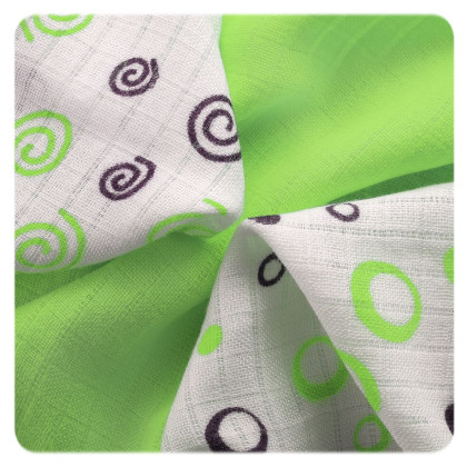 XKKO BMB Bambuswindeln 30x30 - Spirals&Bubles Lime MIX 9er Pack