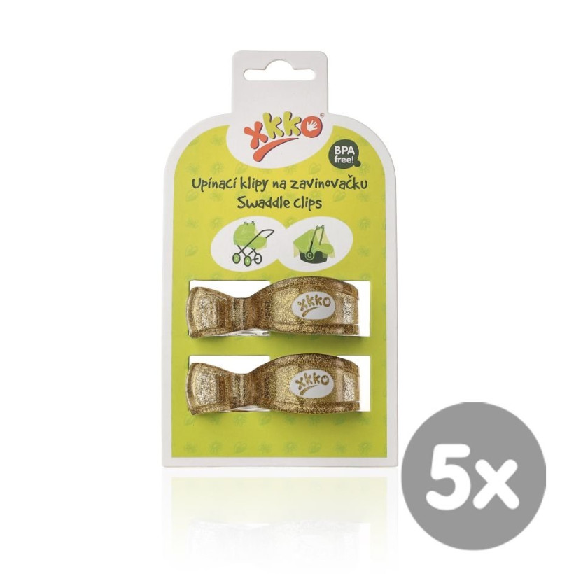 XKKO Klammer an Kinderwagen -  Metallic Gold 5x2 St. (GH Packung)